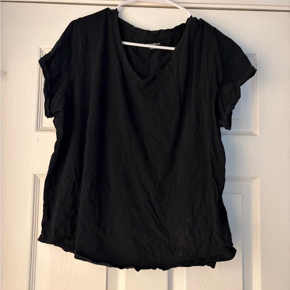 Old Navy Black Short Sleeve V-Neck Tee